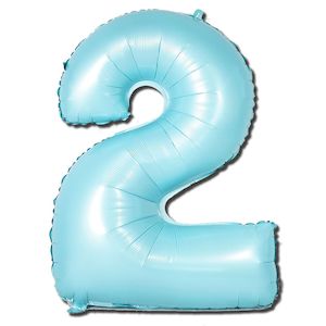 Foil Balloon Number Matte Light Blue "2"