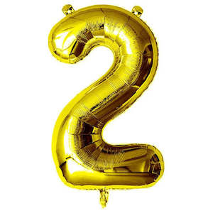 21st Birthday: Foil Balloon Number Gold "2"