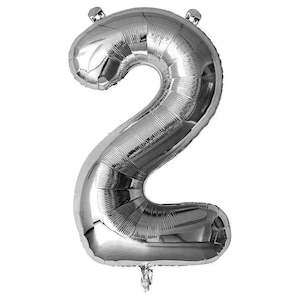 21st Birthday: Foil Balloon Number Silver "2"