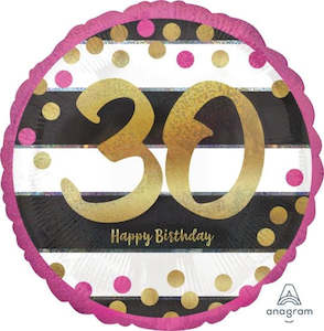 30th Birthday: Foil Balloon 18" 30th Pink & Gold