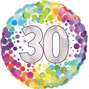 30th Birthday: 30th Birthday Foil Balloon - Colourful Confetti