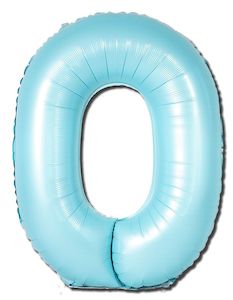 Foil Balloon Number Matte Light Blue "0"