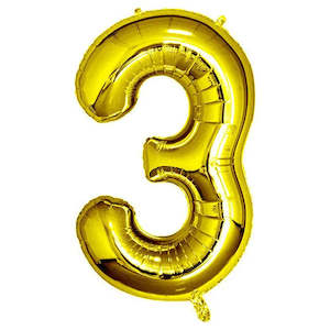 Foil Balloon Number Gold "3"