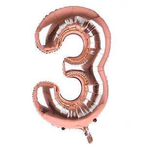 30th Birthday: Foil Balloon Number Rose Gold "3"