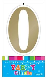 30th Birthday: Candle Number 0 Gold