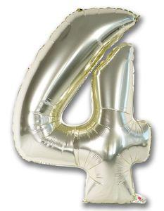 Foil Balloon Number White Gold "4"