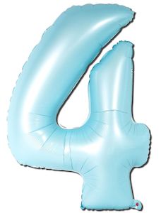 Foil Balloon Number Matte Light Blue "4"