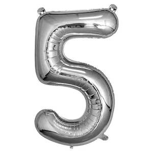 Foil Balloon Number Silver "5"