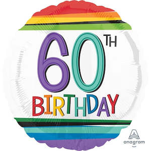 Foil Balloon 60th - Rainbow Stripes