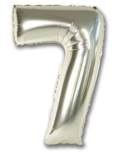 70th Birthday: Foil Balloon Number White Gold "7"