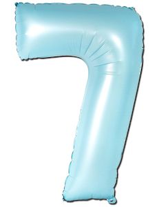Foil Balloon Number Matte Light Blue "7"