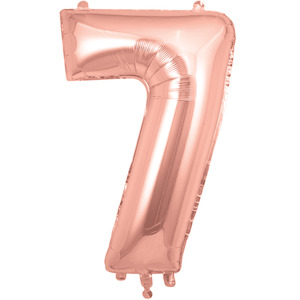 70th Birthday: Foil Balloon Number Rose Gold "7"