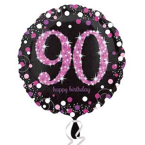 90th Birthday: Foil Balloon 90th Birthday - Sparkling Pink