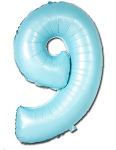90th Birthday: Foil Balloon Number Matte Light Blue "9"