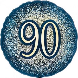 Foil Balloon 18" - 90th Glitter Birthday Navy & Gold
