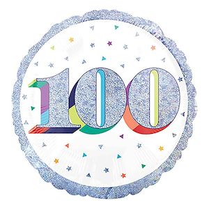 100th Birthday: Foil Balloon 100th Birthday - Prismatic Silver