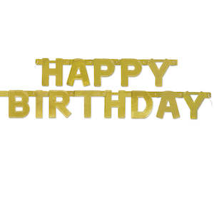General Birthday: Happy Birthday Jointed Banner - Gold