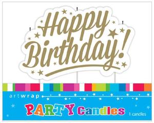 General Birthday: Happy Birthday Candle Gold Stars