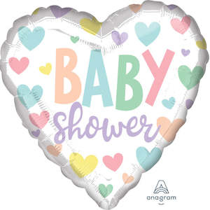 Baby Shower: Foil Balloon 18" Pastel Baby Shower Hearts