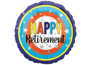 Retirement: Foil Balloon 18" Happy Retirement Silver Stars