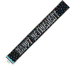 Retirement: Happy Retirement Foil Banner - Black and Silver