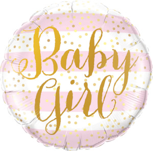 18" Foil Balloon Baby Girl Stripes