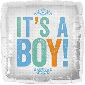 Gender Reveal: 18" Foil Balloon Its a Boy Square