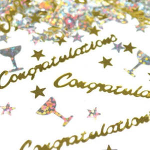 Engagement: Scatter Confetti Congratulations Gold with stars and wine glasses