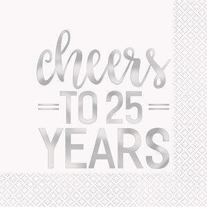 Anniversary: "Cheers To 25 Years" napkins 16pk