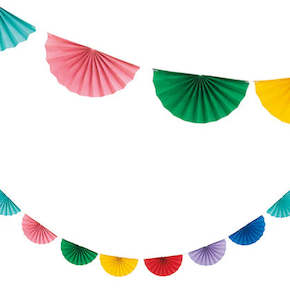 Mexican Fiesta: Paper Fan Garland Rainbow 2.4m