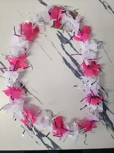 Hawaiian Leis - Flower Pink and White sparkle