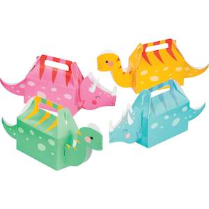 Dino Party 3D Treat Boxes 4pk Pink/Blue Mix