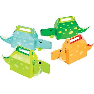 Dino Party 3D Treat Boxes 4pk Blue/Green Mix