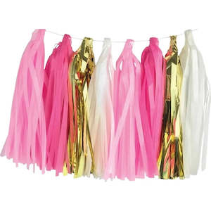 Tassel Garland Pink & Gold - 15 pack