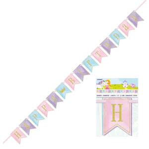 Unicorn Princess Glitter Birthday Banner 2.13m