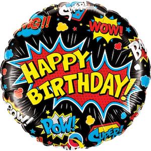 Super Hero: Superhero Black "Happy Birthday" 18 "Foil Balloon