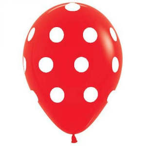 Party Balloons 10pk Red With White Spot