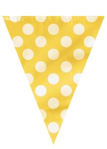 Yellow: Yellow Polka Dot Flag Banner 12ft