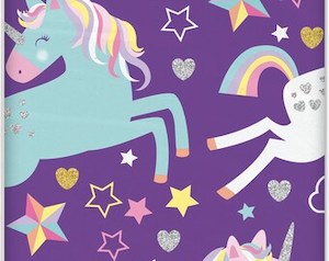 Purple: Plastic Table Cover Rectangle Purple Unicorn