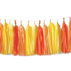 Orange: Tassel Garland 15 pack - Pastel Orange and Yellow