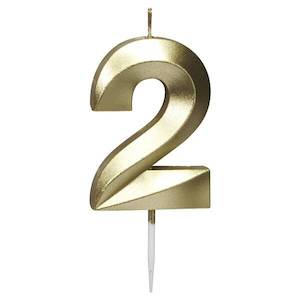 Candle Number 2 Metallic Gold