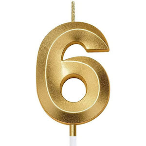 Candles: Candle Number 6 Metallic Gold