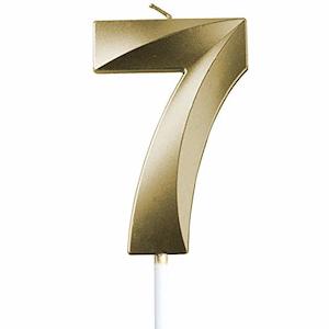 Candles: Candle Number 7 Metallic Gold
