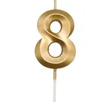 Candles: Candle Number 8 Metallic Gold