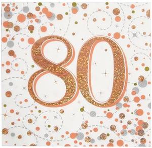 Milestone Age: 80th Rose Gold Sparkling Fizz Luncheon Napkins (16)
