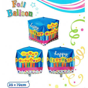 Happy Birthday Candles Giant Cube Foil Balloon
