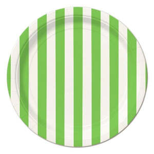 Stripe Paper Plates - Lime Green 7inch (8pk)