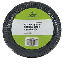 Black Round Paper Plates 9in / 22cm (24)