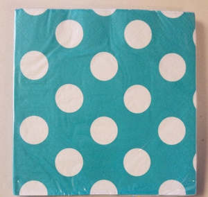 Polka Dot Beverage Napkins - Caribbean Teal (16)