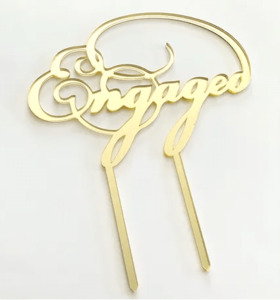 Happy Engagement Gold Mirror Acrylic Cake Topper - Engaged